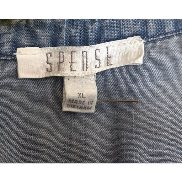 Spense Shirt Dress Womens Lyocell Sz M Blue Chambray Button Up Roll Tab Sleeves - Picture 9 of 10